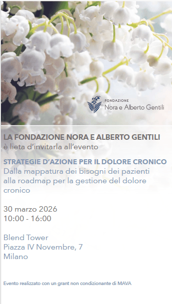 Locandina dell’evento "Strategie d’azione per il dolore cronico", Fondazione Nora e Alberto Gentili, Milano, 30 marzo 2026